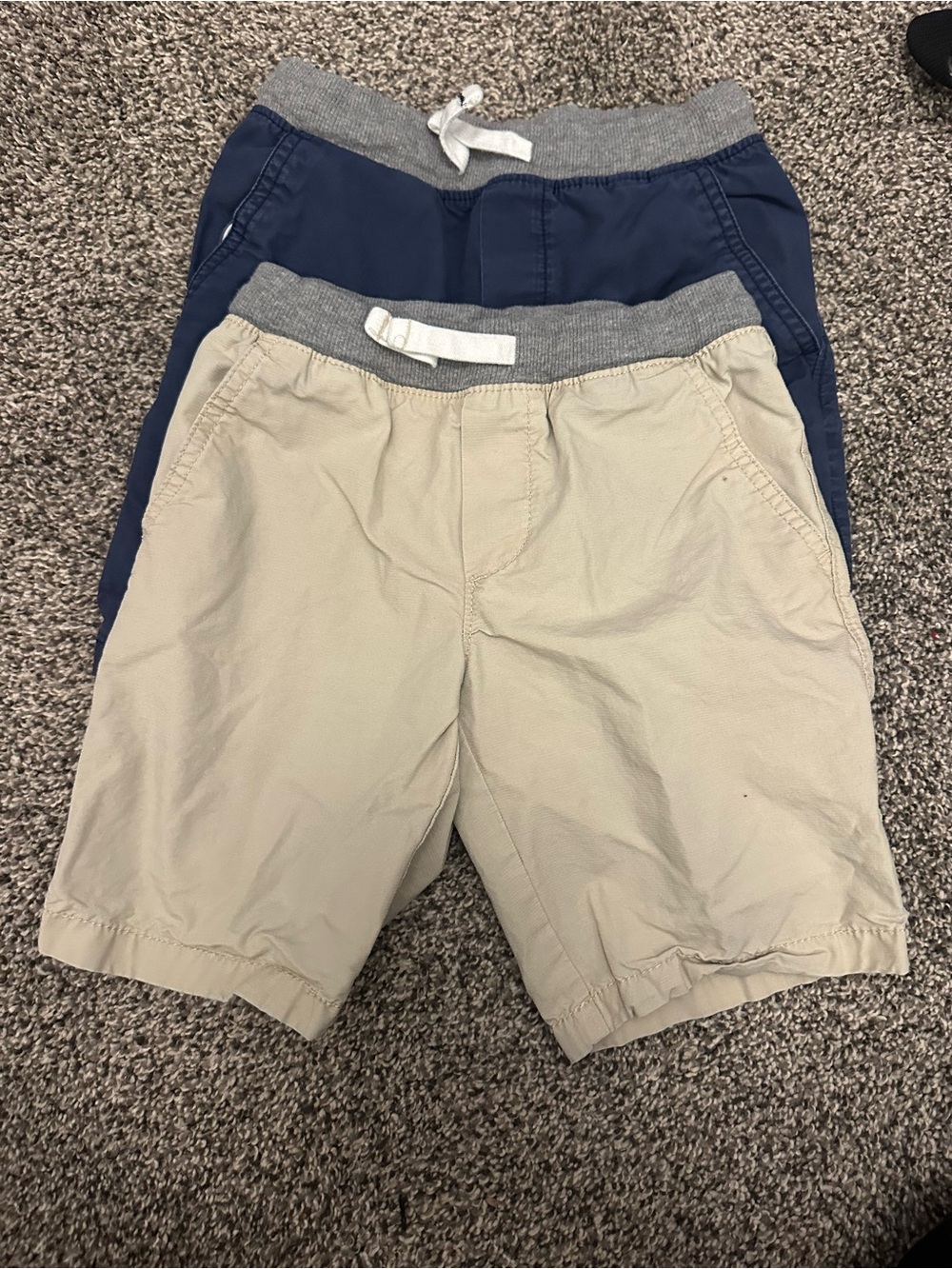 Carters  Pull-On Elastic Waist Shorts - Beige and Navy. Boys 5